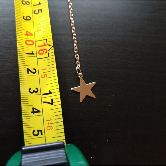 Silver Star Lariat Necklace 18k white gold plated metal T&J Designs minimalist - Picture 13 of 14